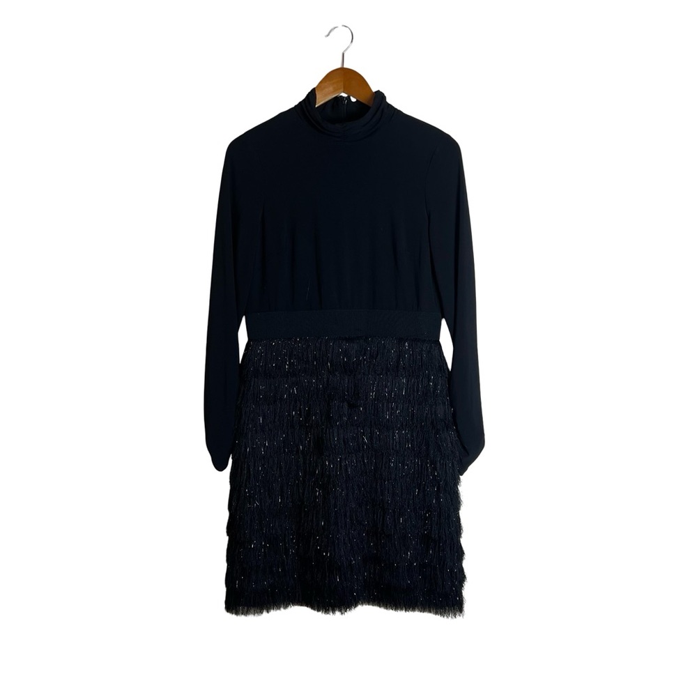 Vince‎ Camino black fringe midi dress. Size 10